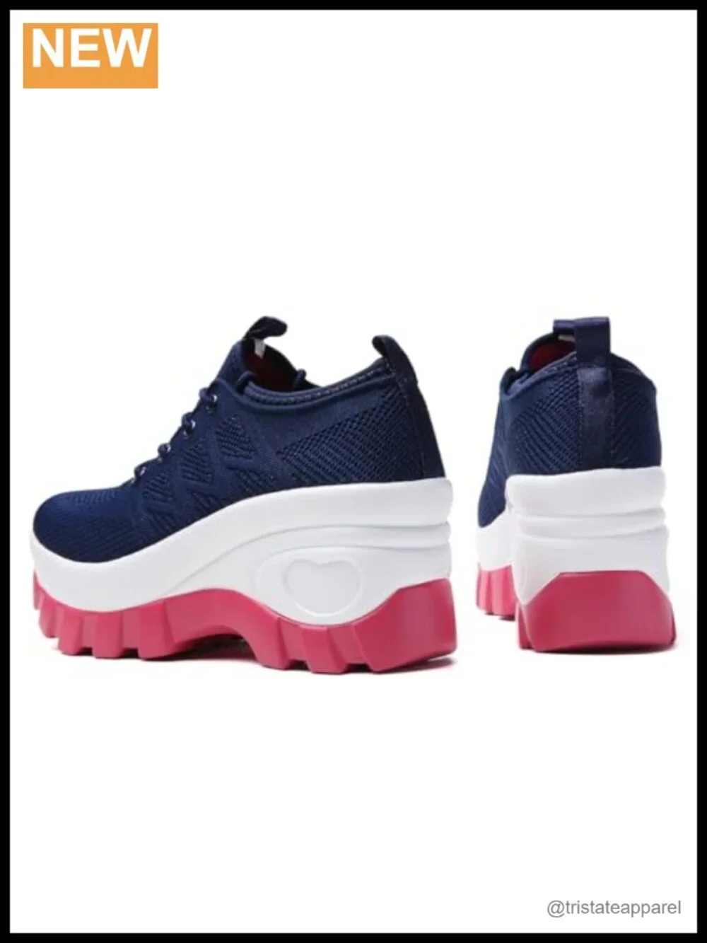 Women's Chunky Platform Orthopedic Walking Shoes Knitted Lace Up Non-Slip Arch